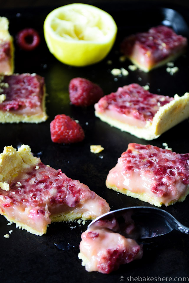Lemon Raspberry Bars with Shortbread Crust She Bakes Here