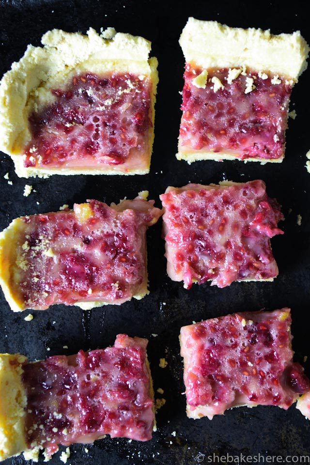 Lemon Raspberry Bars with Shortbread Crust