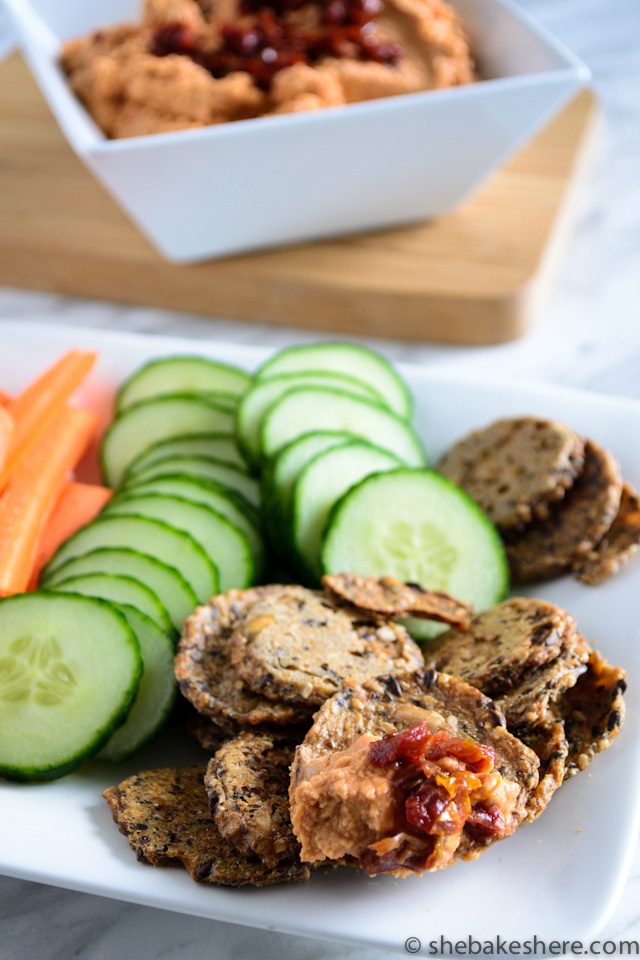 Sun-dried Tomato Hummus with Chickpeas and White Beans