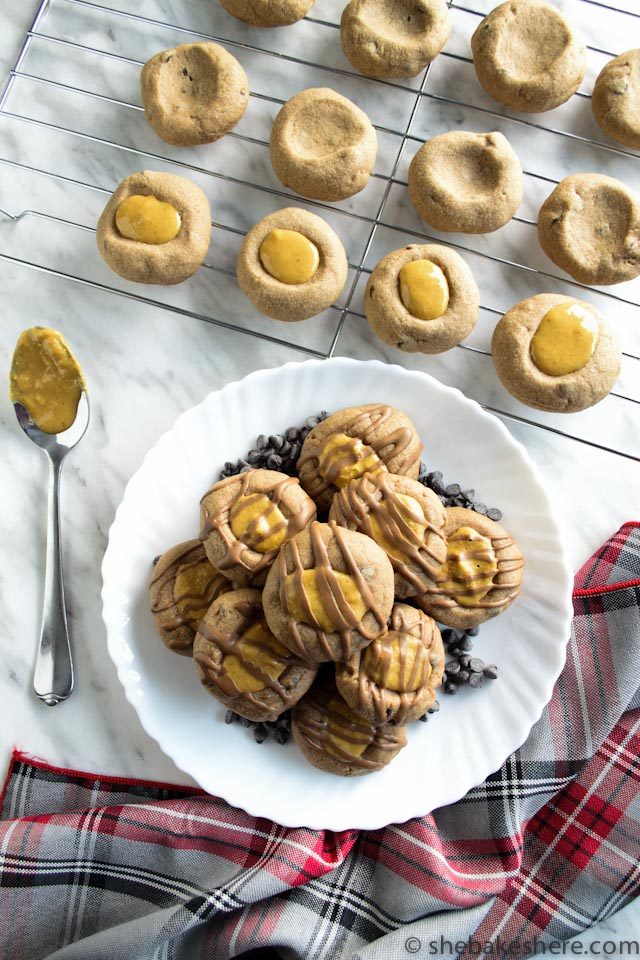 Peanut Butter Chocolate Chip Thumbprint Cookies